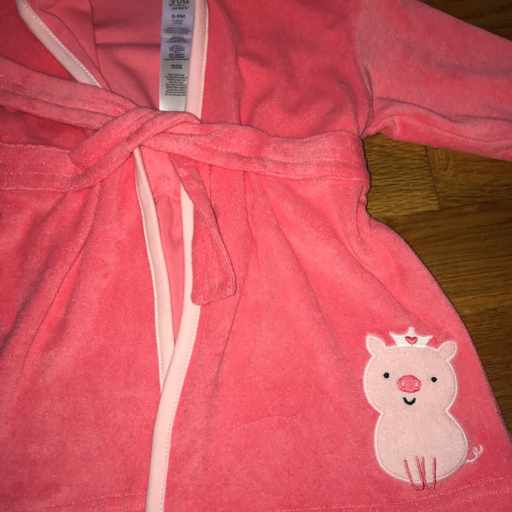 Coral bath robe 0-9 months NWOT